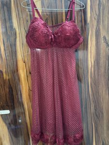 Burgundy Rose Embellished nightwear