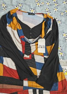Colorful Geometric Print Long Sleeve Top