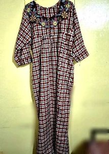 winter nighty with front zip and side pocket