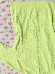 Lime Green Cable Knit Top