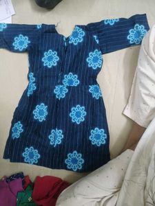 Blue Floral Print Kurta