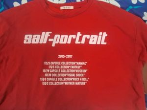 Red "Self-Portrait" Cropped Sweatshirt