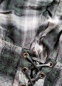 Granny Chic Plaid Lace-Up Blouse