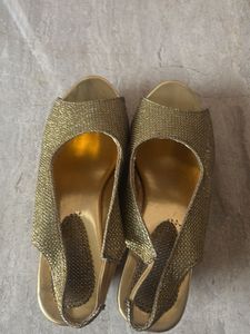 Gold Glitter Slingback Heels