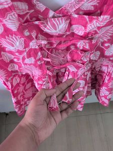 Pink cotton corset kurti top (peplum)