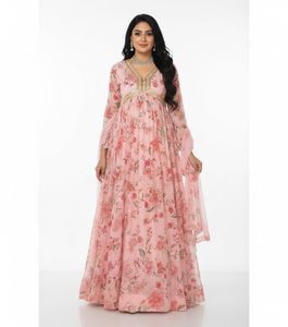 KTT Pink Floral Anarkali Gown – Size M/L