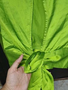 Lime Green Tie-Front Crop Top