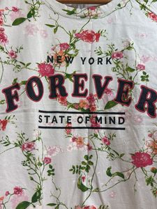 Floral Print "Forever State Of Mind" T-Shirt
