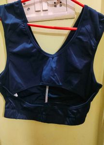 Navy Blue Crop Top and Skirt Set