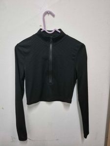 Savana zip up long sleeve Crop Top