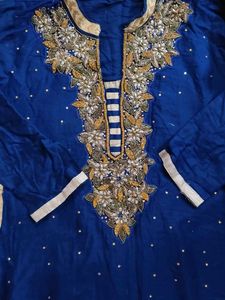 Women Embellished Royal Blue Kurta