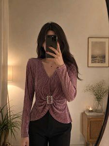 Elegant Ruched V-Neck Top