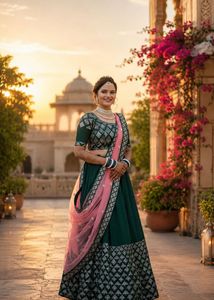 Green Lehenga Choli with Dupatta | Worn Only 2Time