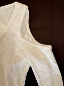 White Cold Shoulder Cut-Out Top