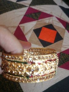 Exquisite Gold Plated Bangle with Stones