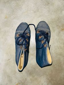 Denim Lace-Up Ankle Boots