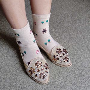Embellished Floral Pointed Toe Ballerinas