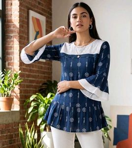 Stylish Blue Printed Kurta Tunic