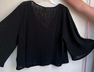 H&amp;M Black Rib Knit Crop Cardigan