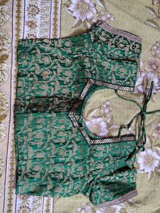 32 size Elegant Green Brocade Blouse