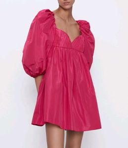 Zara Pink Puff Sleeve Dress