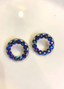 New Vintage Iridescent Hoop Earrings Flat Lay