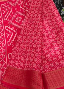 Red Printed Saree organza