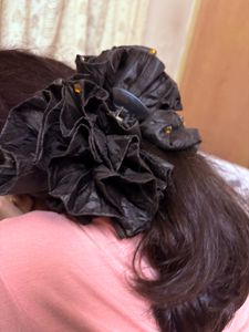 Black Ruffled Flower Hair Claw Clip