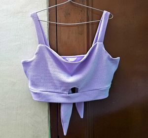 Cute Lavender Crop Top with Tie Detail