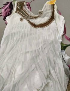 Elegant Cream Anarkali Suit with Golden Embroidery