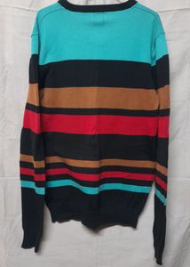 Men's Striped V Neck Multicolor Sweater Pullover