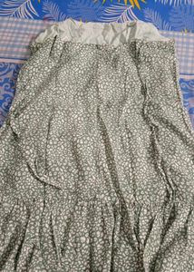 Chic Green &amp; White Printed Dress