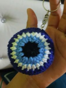 Crocheted Evil Eye Keychain