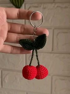 Crochet Cherry Keychain