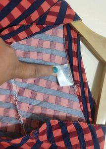 Rust &amp; Black Check Printed Top For 46 Bust
