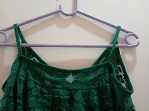 Green Floral Lace Cami Top