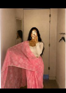 Elegant Pink Floral Saree