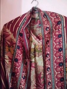 Stylish Maroon Printed Kurta Set(new)