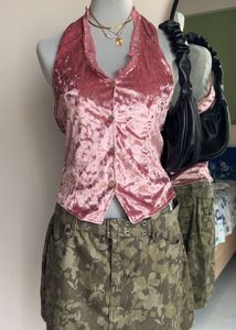 NEWME Lace Buttoned Halter Neck Top