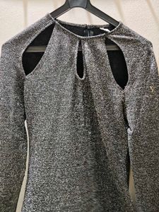 Sparkly Cut-Out Long Sleeve Dress