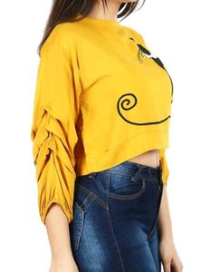 Cute Cat Print Yellow Tunic Top