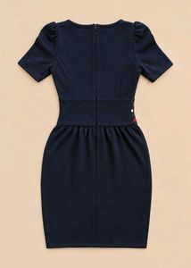 NAVY BLUE PUFF SLEEVE DRESS