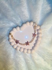 G.MORE Pink Flower Tennis Bracelet