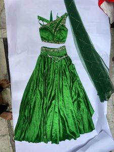 2 blouse Emerald Green Lehenga Choli Set