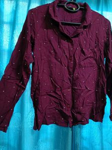Maroon Polka Dot Shirt