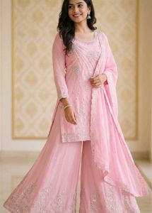 Beautiful Pink Kurta Set with pallazo