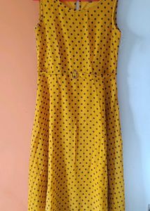Mustard Yellow Polka Dot Maxi Dress