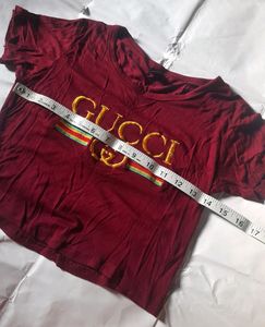 Gucci Maroon Fitted Crop Top Girl's Women Xs Tee