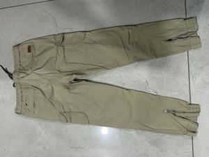 Max Men's Beige Drawstring Cargo Pants