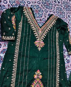 Emerald Green Embroidered Kurta Set